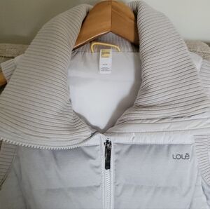 Lole Gray Puffer Vest with Ribbed Collar